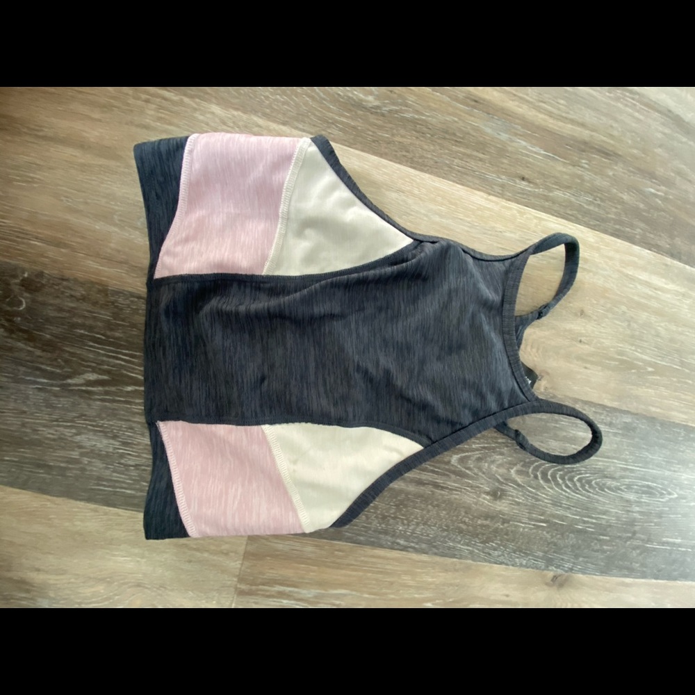 VS PINK- gray halter sports bra with pink color
